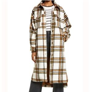 TREASURE & BOND Plaid Long Shirt Jacket size small